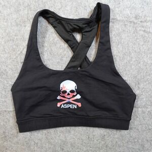 Lululemon Bra Womens 4 Time to Sweat Black Racerback Running Workout Skull Aspen